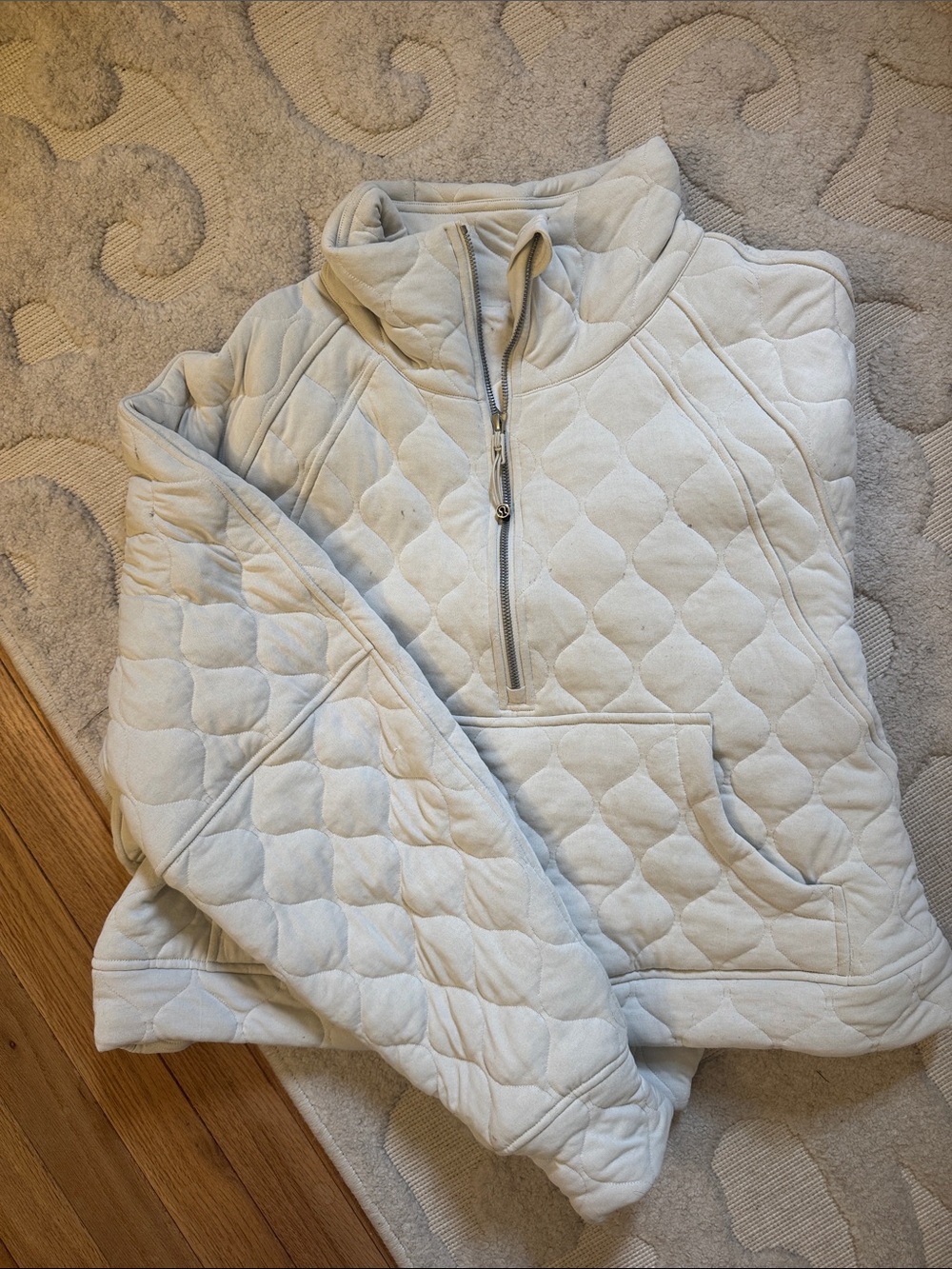 lululemon athletica Quilted Half-Zip Pullover Jacket in Light Cream